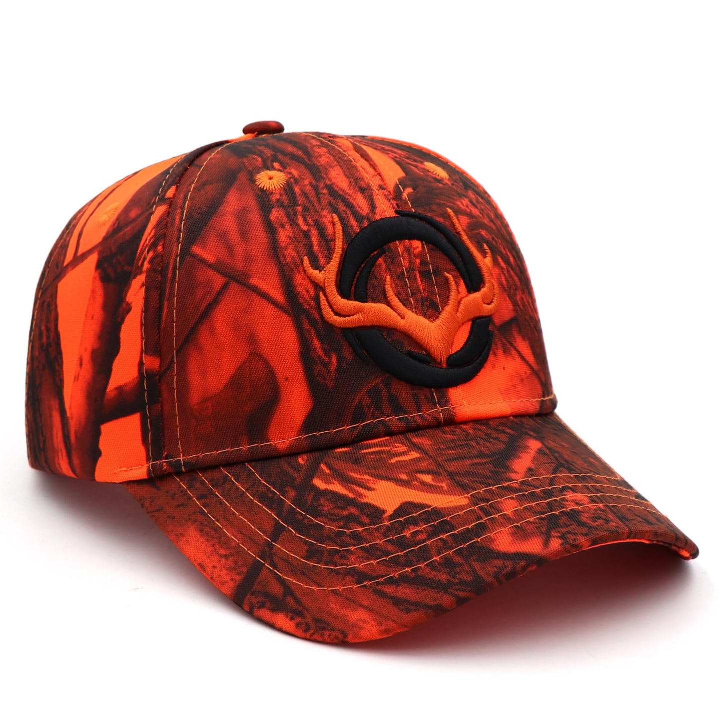 JUSOCC Deer Hunting Camouflage Hats Embroidery Adjustable Fishing Baseball Cap (US, Alpha, Medium, Orange Camo)