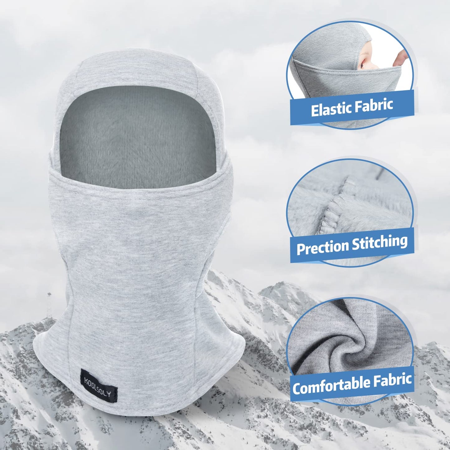 KOOLSOLY Kids Balaclava Face Mask, Winter Hat Face Warmer for Cold Weather Ski Mask for Boys Girls Army Green