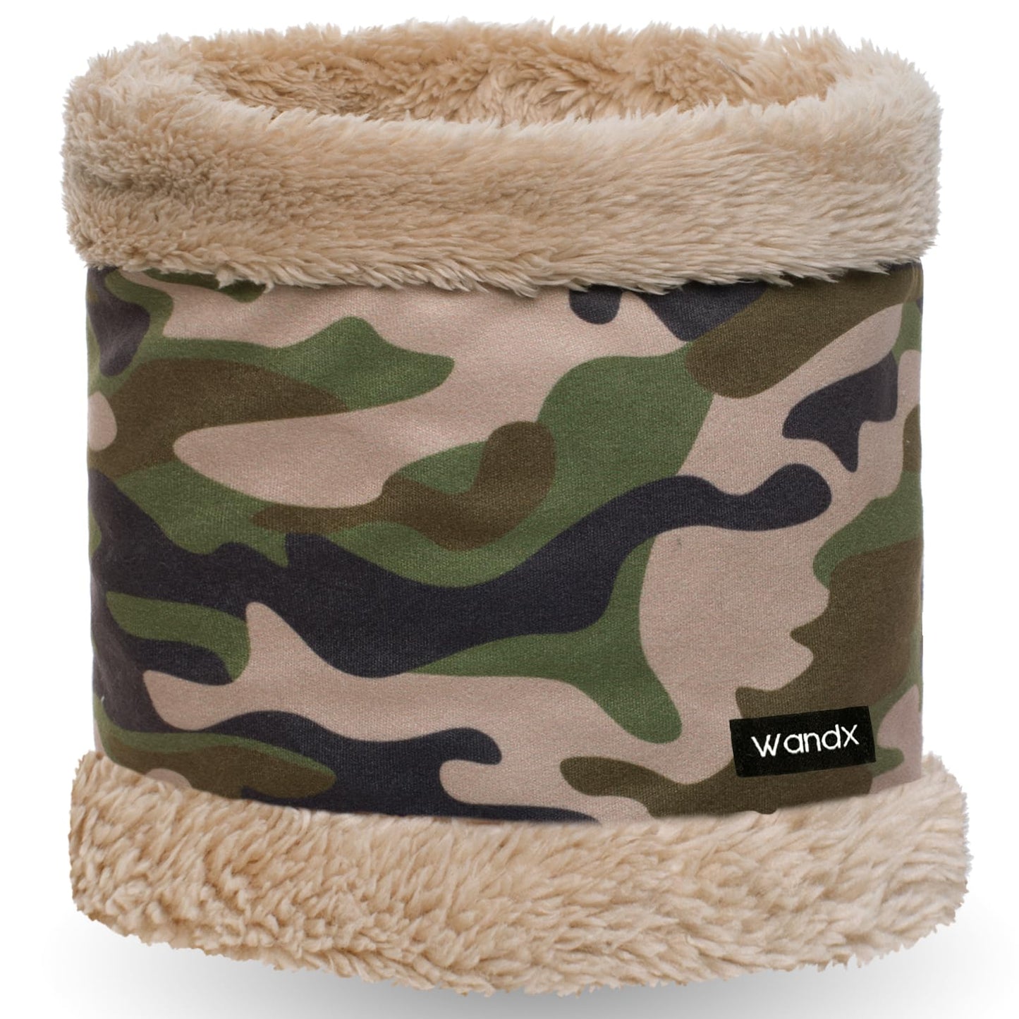 Wandx Kids Neck Gaiters Winter Cute Print Fleece Lined Neck Warmer Windproof Face Cover for Boys Girls (Coffee Camouflage)