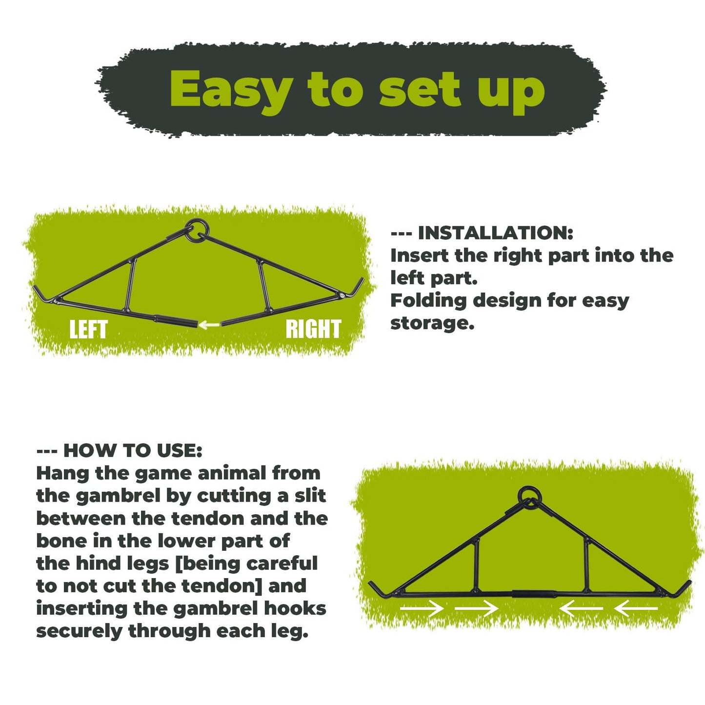 Highwild Game Hanging Gambrel & Hoist Kit with Pulleys & Rope - 600 lbs