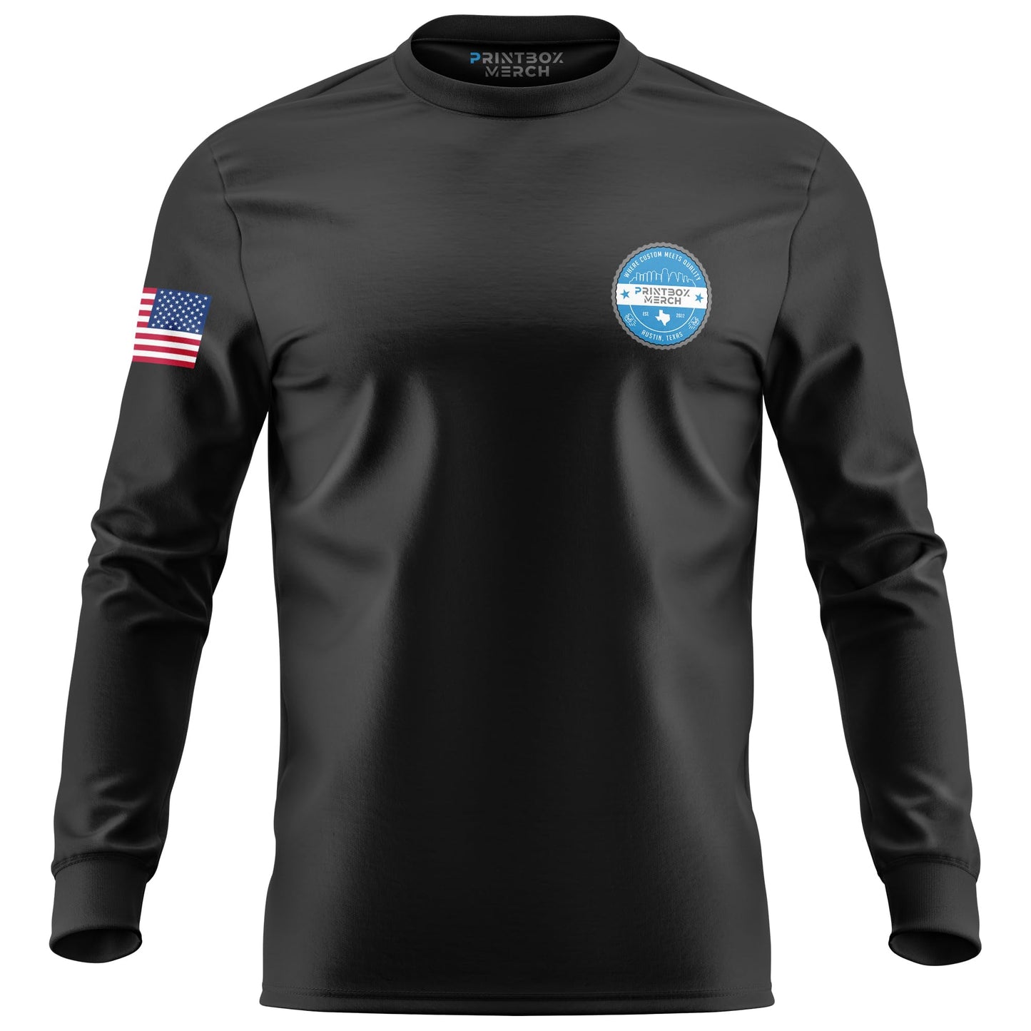 Custom Shirts for Men Women, Long Sleeve with Cuffs, Heavy Cotton Customize T-Shirt for Workwear Promo Construction (Large, Black)