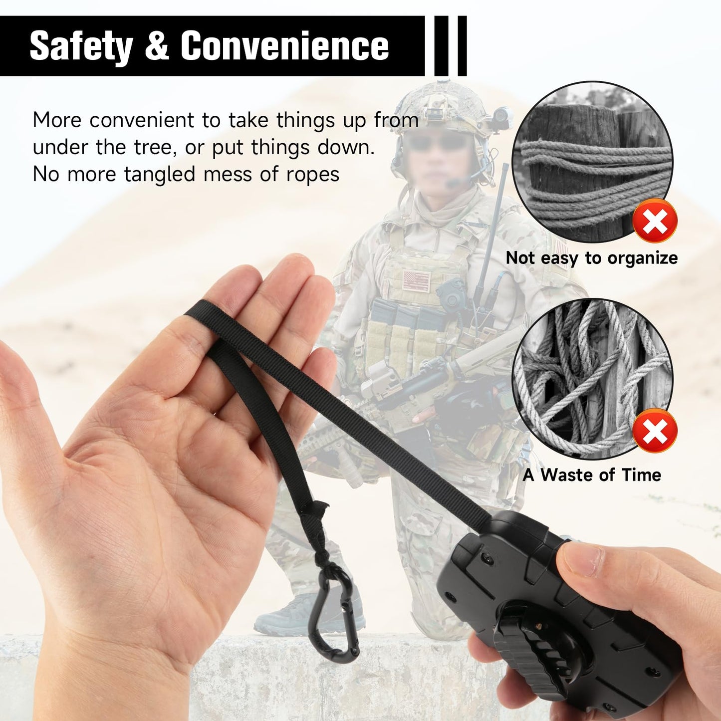 Upgraded Ultra Silent Retractable Bow and Gear Hoist - 30FT Quietest Safety System for Tree Stand Hunting, Essential Hunting Gear