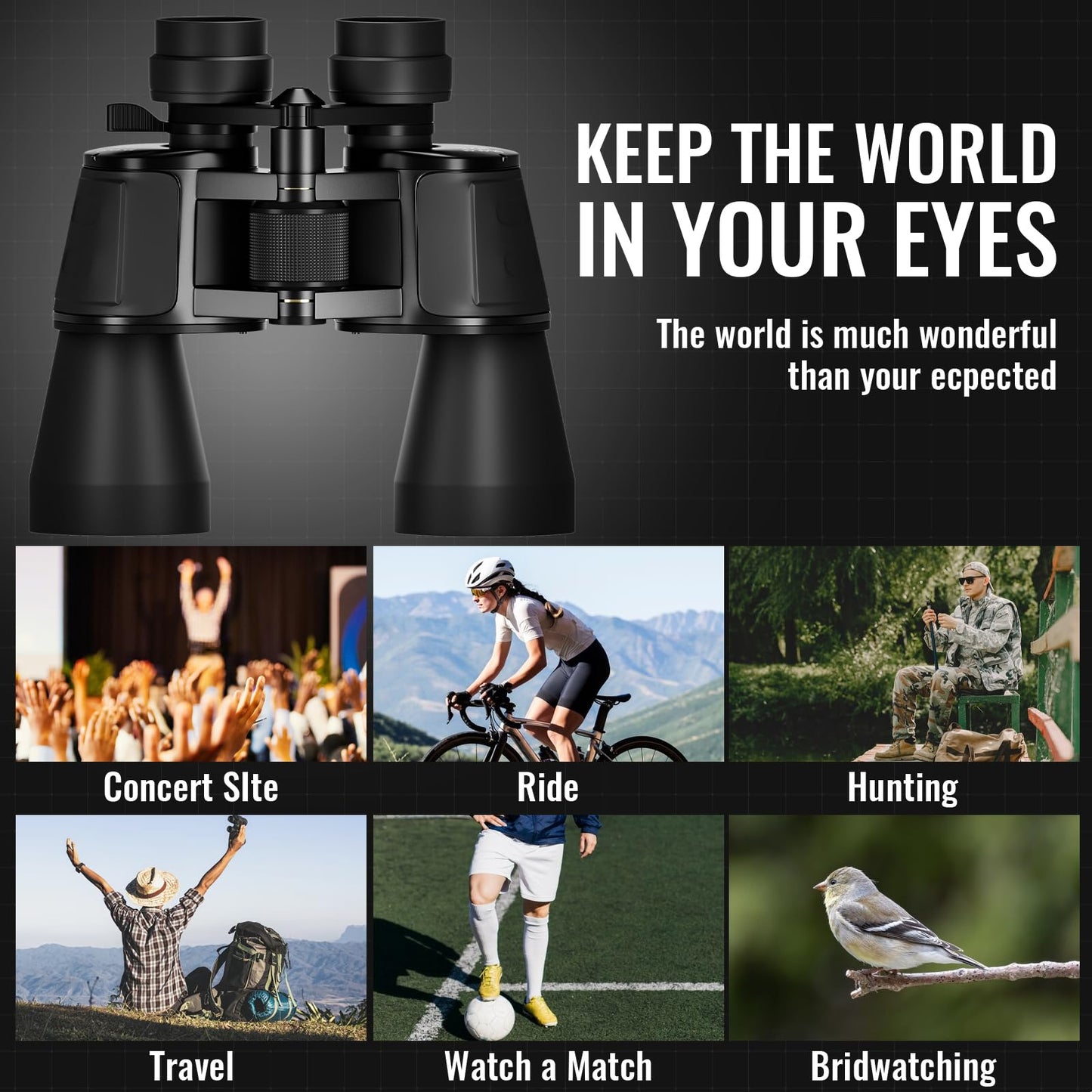 10-30x50 Zoom Binoculars for Adults High Powered - Lightweight Waterproof Binoculars for Hunting Bird Watching Travel Cruise