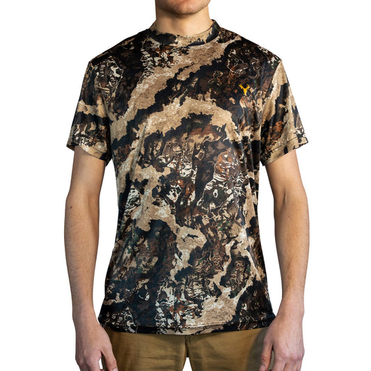 HOT SHOT Men’s Camo Hunting Short Sleeve Shirt – Quick Dry Performance Shirt - Veil Whitetail, Large