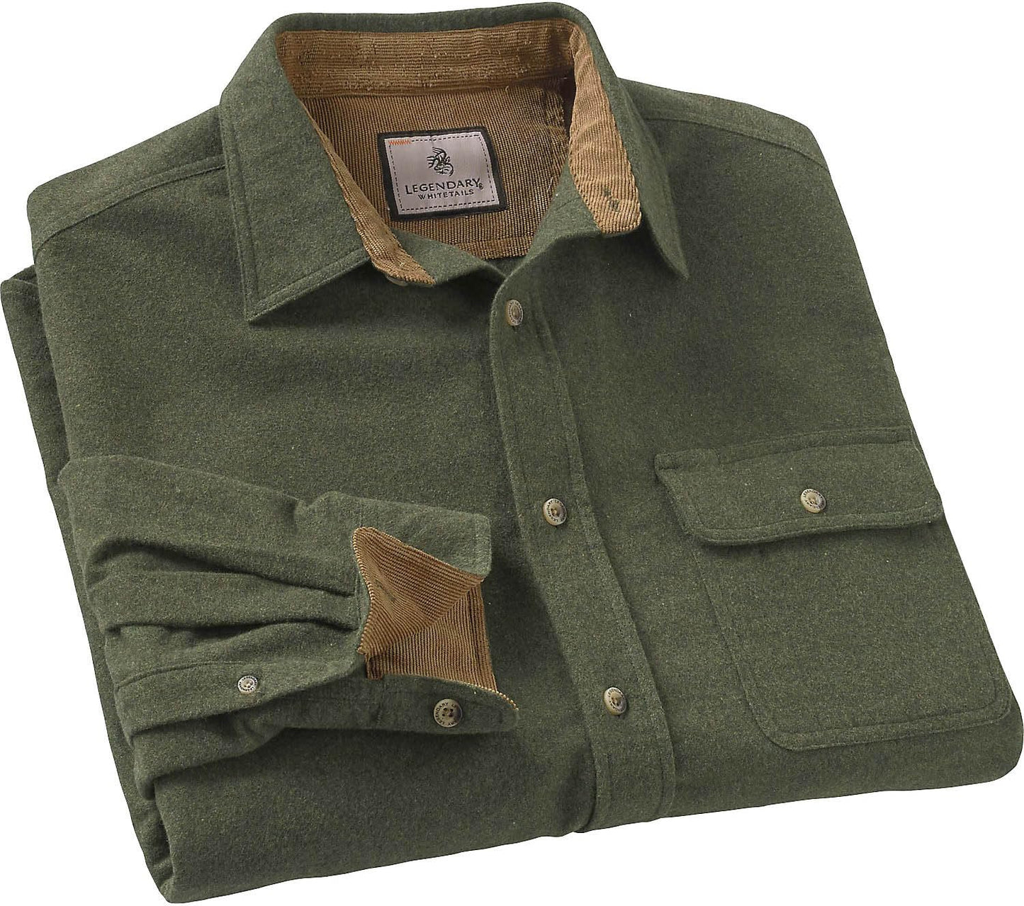 Legendary Whitetails Mens Flannel Shirt Long Sleeve Button Down 100% Cotton, Army, XL