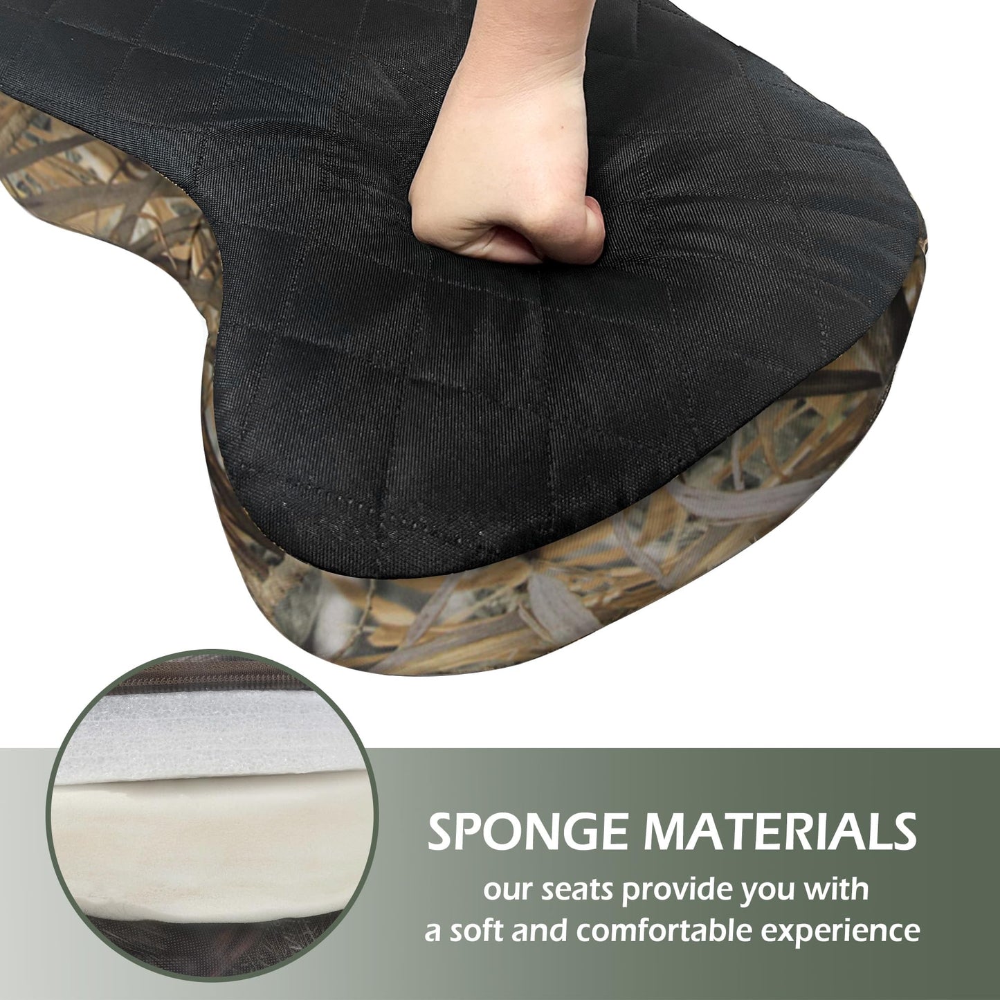 URMONA Portable Hunting Seat Cushion, 11.4 x 15.7 x 2.8in Thicken Lightweight Outdoor Cushion, Waterproof Sponge Dirty Proof Pad for Hunting, Camping, Stadium, Outdoor Sports, Fishing-C