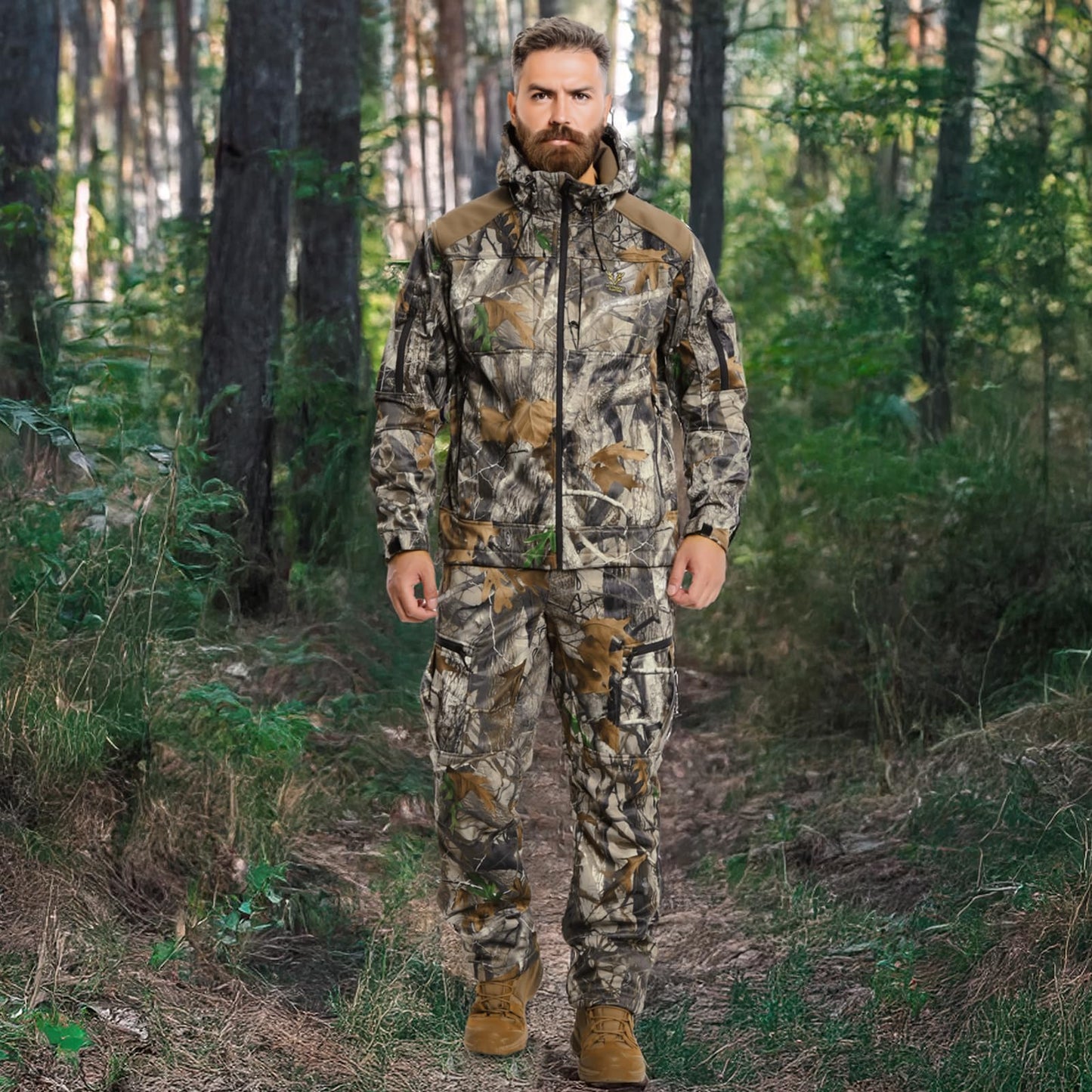 Quiet Hunting Suit Camouflage Clothes Clothing Gear Hoodie Jacket Pants For Men (US, Alpha, Large, Regular, Regular, Next Camo G2)