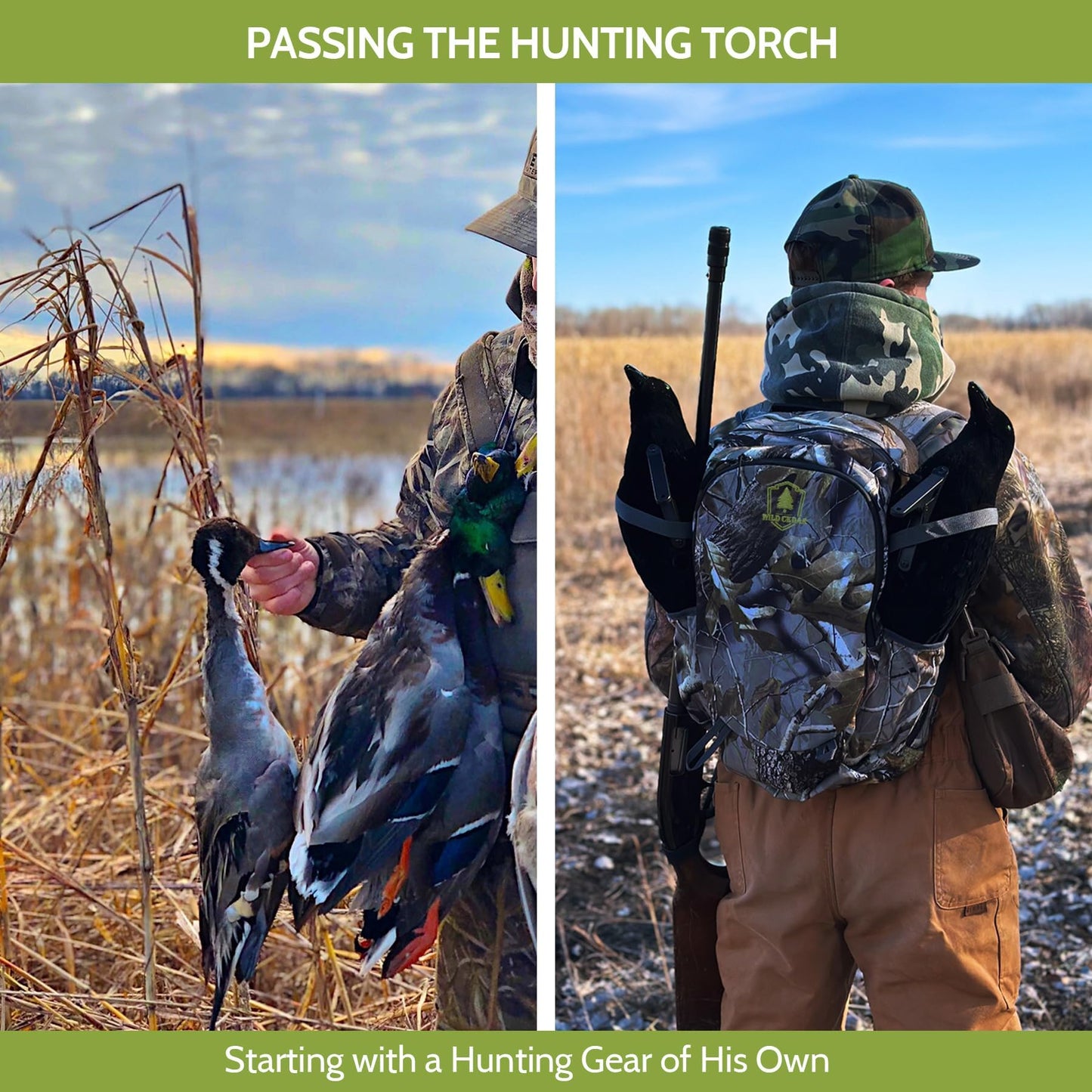 Wild Cedar 30L Kids Camo Hunting Backpack with 11 Pockets, Small Lightweight Hunting Bag for Youth, Men Water Resistant Day Pack for Boys & Girls, Travel, Hiking, Camping