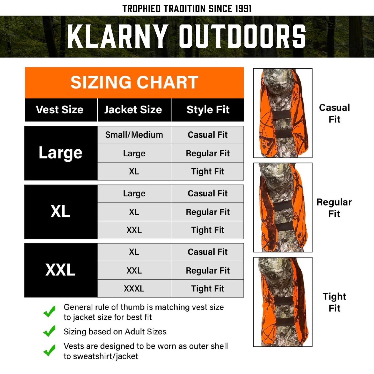 Klarny Blaze Orange Vest - High Visibility, Waterproof, Ultra-Quiet Deer and Bow Hunting Gear | Orange Safety Vest Essential Hunting Accessories, Size L