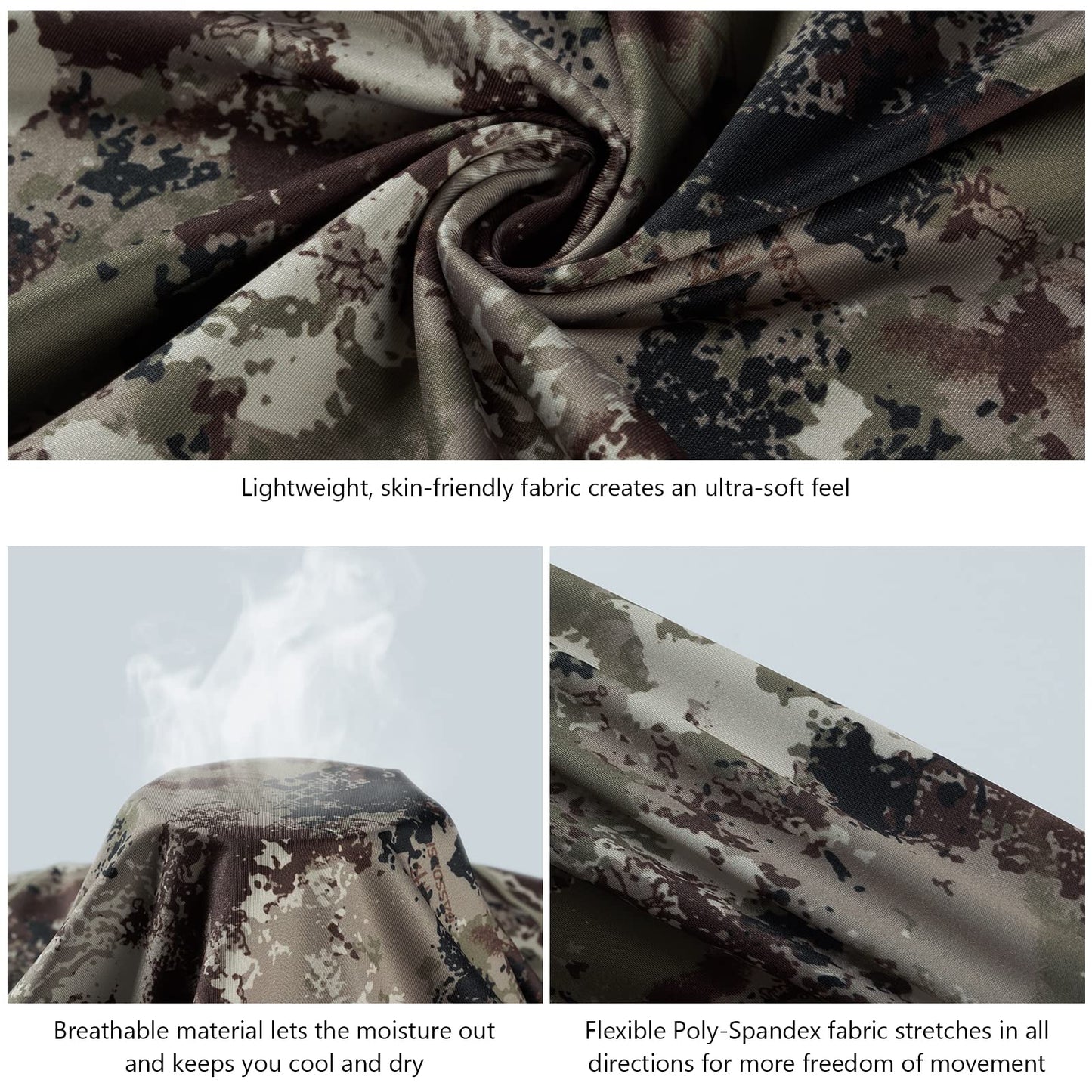 BASSDASH Women’s Camo Hunting Shirt Long Sleeve UPF 50+ Sun Protection Performance Tee Fishing Hiking