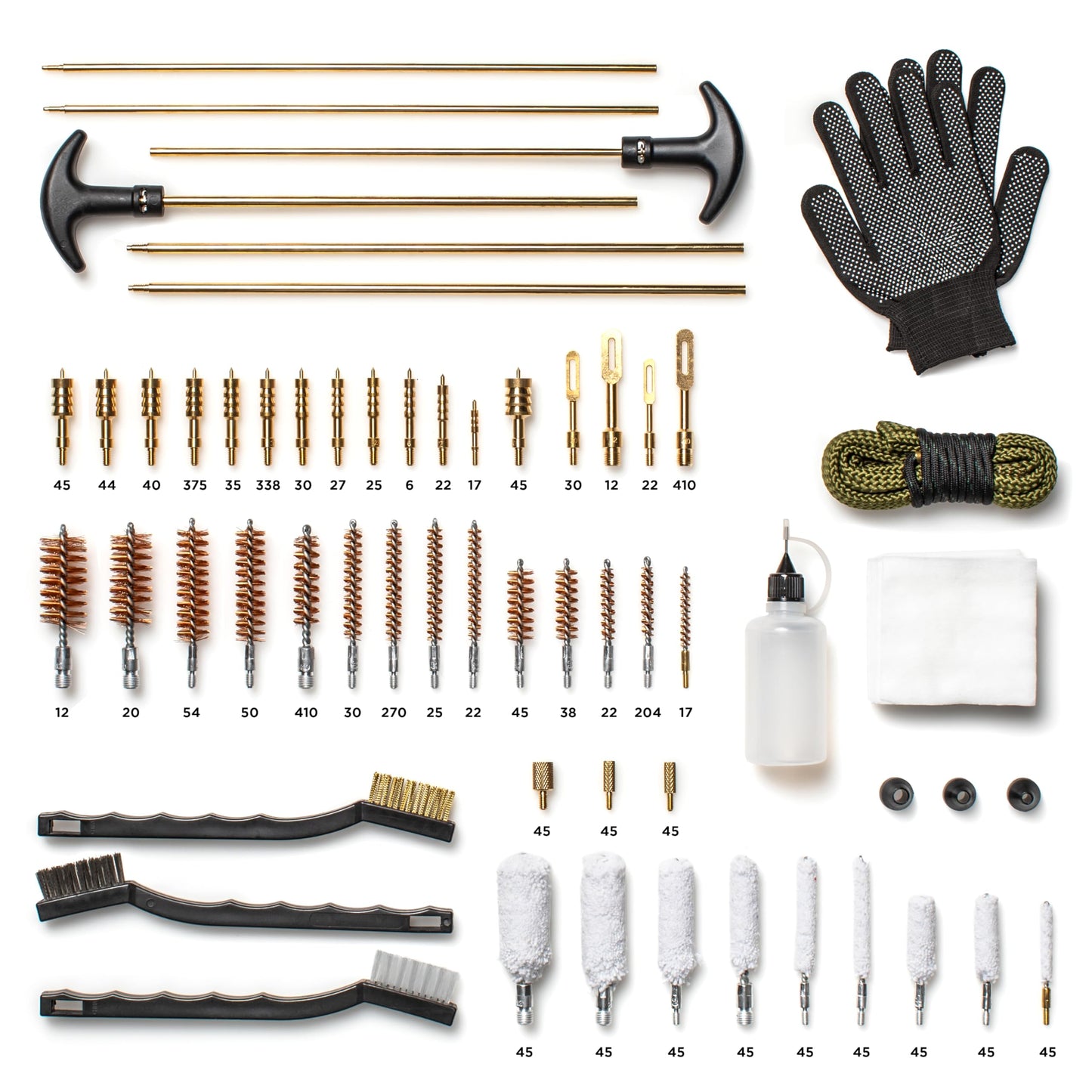 Elite Universal Gun Cleaning Kit for All Guns, Gun Brushes for Pistol Handgun Shotgun Rifle, Durable Brass Rods, 9mm Bore Rope, Oil Bottle, Brushes, Brass Jags, Carrying Case Gun Accessories for Men