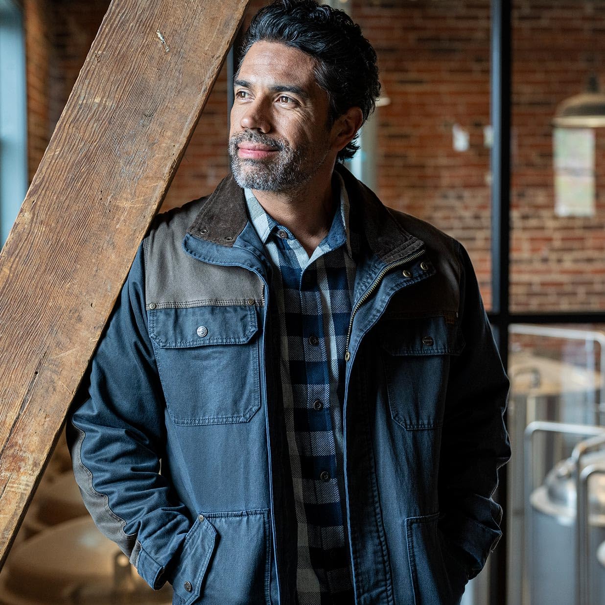 Legendary Whitetails Mens Barn Chore Coat Vintage Work Jacket Waxed Cotton Water Resistant, Navy, MED