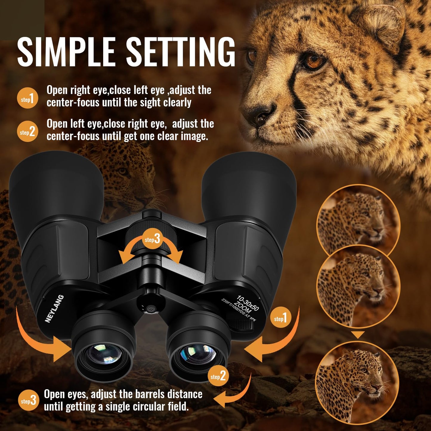 10-30x50 Zoom Binoculars for Adults High Powered - Lightweight Waterproof Binoculars for Hunting Bird Watching Travel Cruise