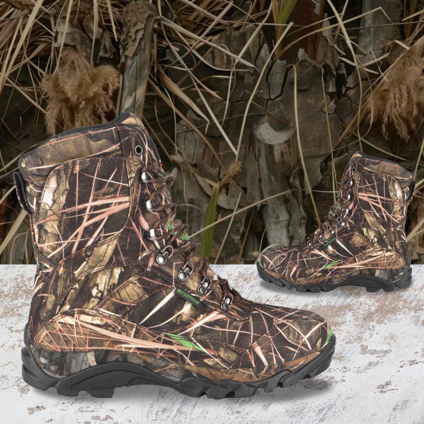 8 Fans Hunting Boots for Men, 800g Thinsulate Insulated Waterproof Hunting Shoes, Lightweight Anti-Slip Outdoor Boots for Cold Weather, Hiking, Fishing Size 9