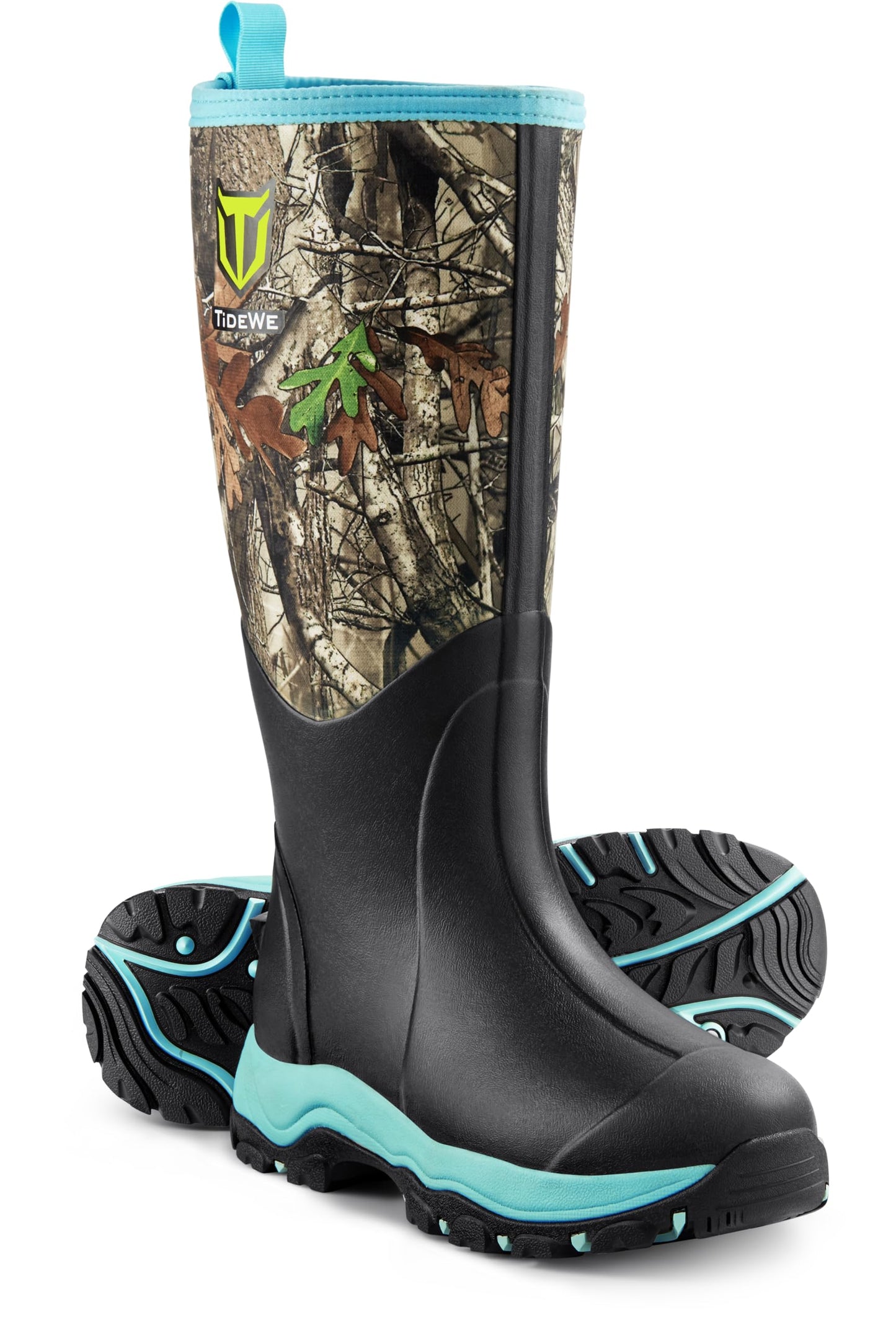 TIDEWE Hunting Boot for Women, Insulated Waterproof Sturdy Women's Hunting Boot, 6mm Neoprene and Rubber Outdoor Boot Next Camo G2（Green Size 8）
