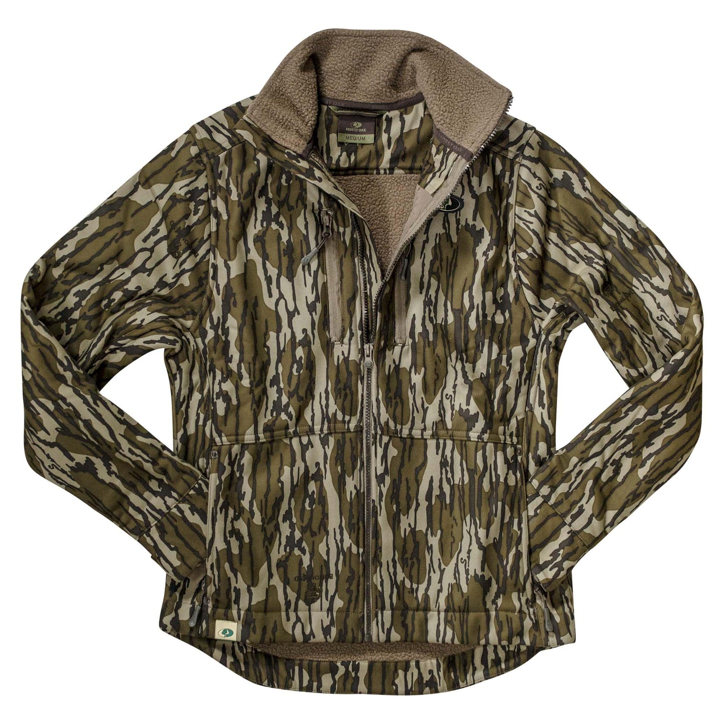 Mossy Oak Standard Womens Camo Hunting Jacket Sherpa Fleece, Original Bottomland, Medium