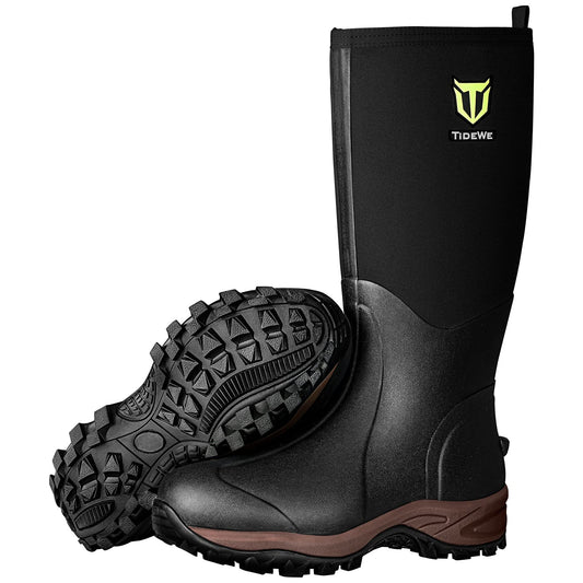TIDEWE Rubber Neoprene Boots Men And Women, Waterproof Sturdy 6mm Neoprene Boot, Rain Boot Hunting Boot Arctic Outdoor Boot Men Size 7 Black