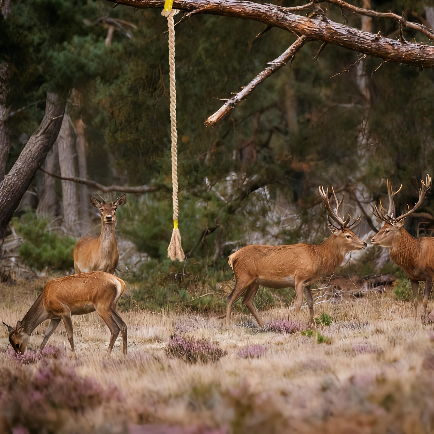 badashun 6.07 FT Extended Hemp Rope for Deer 3 Pcs HempScent Rope Mock Scrape, Hangs Tassels Rope Hemp Deer Accessories