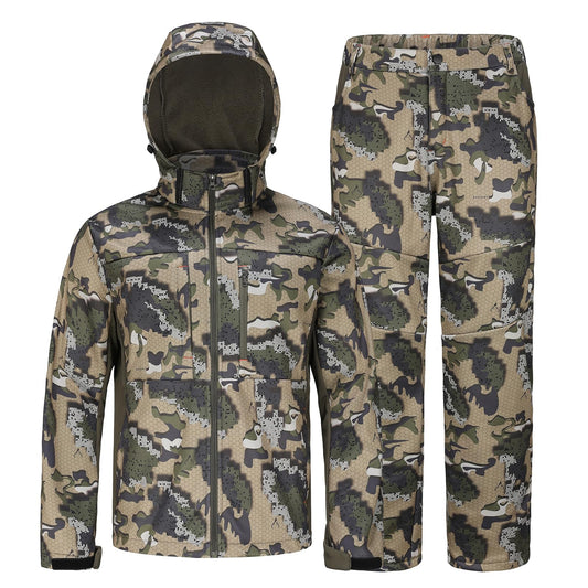 UIIHUNT Hunting Clothes for Men with Fleece Lining: Safety Strap Compatible Water Resistant Silent Hunting Jacket and Pants