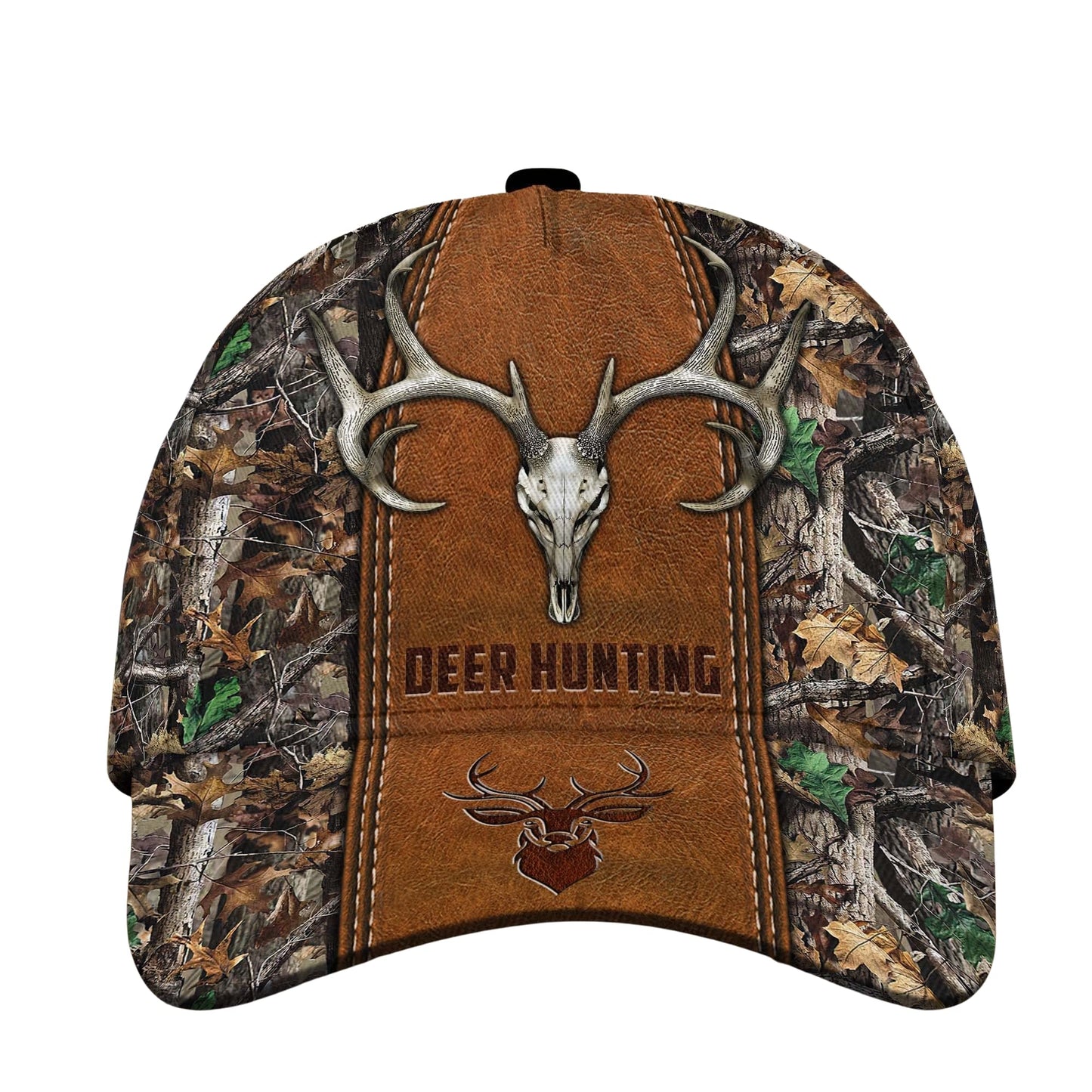 CleveFit Deer Skull Hunting Camo Pattern 3D Print Adjustable Baseball Cap, Unique Graphic Design