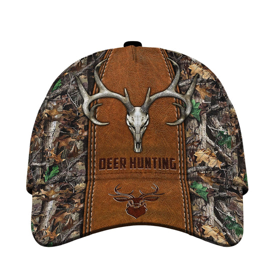 CleveFit Deer Skull Hunting Camo Pattern 3D Print Adjustable Baseball Cap, Unique Graphic Design