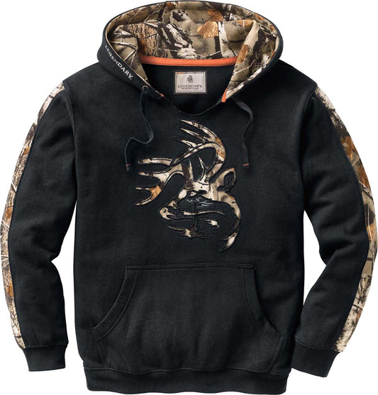 Legendary Whitetails Mens Camo Hoodie Pullover Sweatshirt Midweight V-Neck Design, Onyx, XL