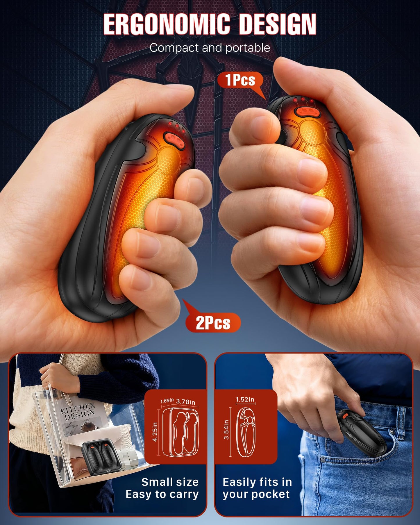 Tenvolti Hand Warmers Rechargerable 2 Pack - 14000mAh Electric AI Handwarmers with Charging Case, Magnetic 2 in 1 Pocket Heater, Stocking Stuffers, Gifts for Women/Christmas/Golf/Camping Accessories