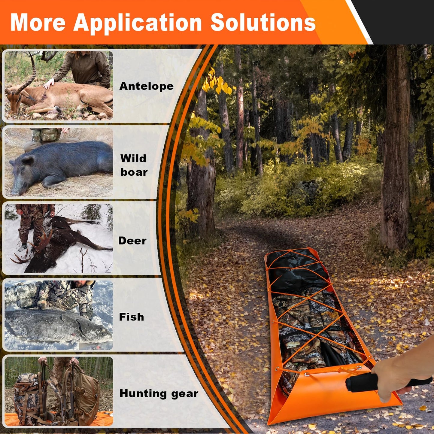 Bayattoo Hunter Dragging Mat Game Drag Sleds - Heavy-Duty Tear-Resistant Game Hauler for Hunting with Ropes and Handles, Portable and Durable Outdoor Gear (2 Set)