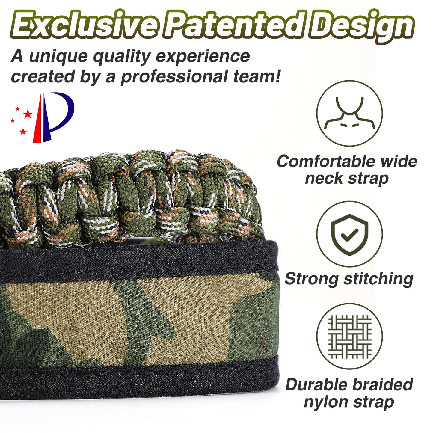 Duck Call Lanyard - Duck Whistle Hunting Accessories with 10 Removable Loops, Camo Woven Goose Call Carry, Christmas Outdoor Predator Gear Gifts for Hunter - Without Duck Call