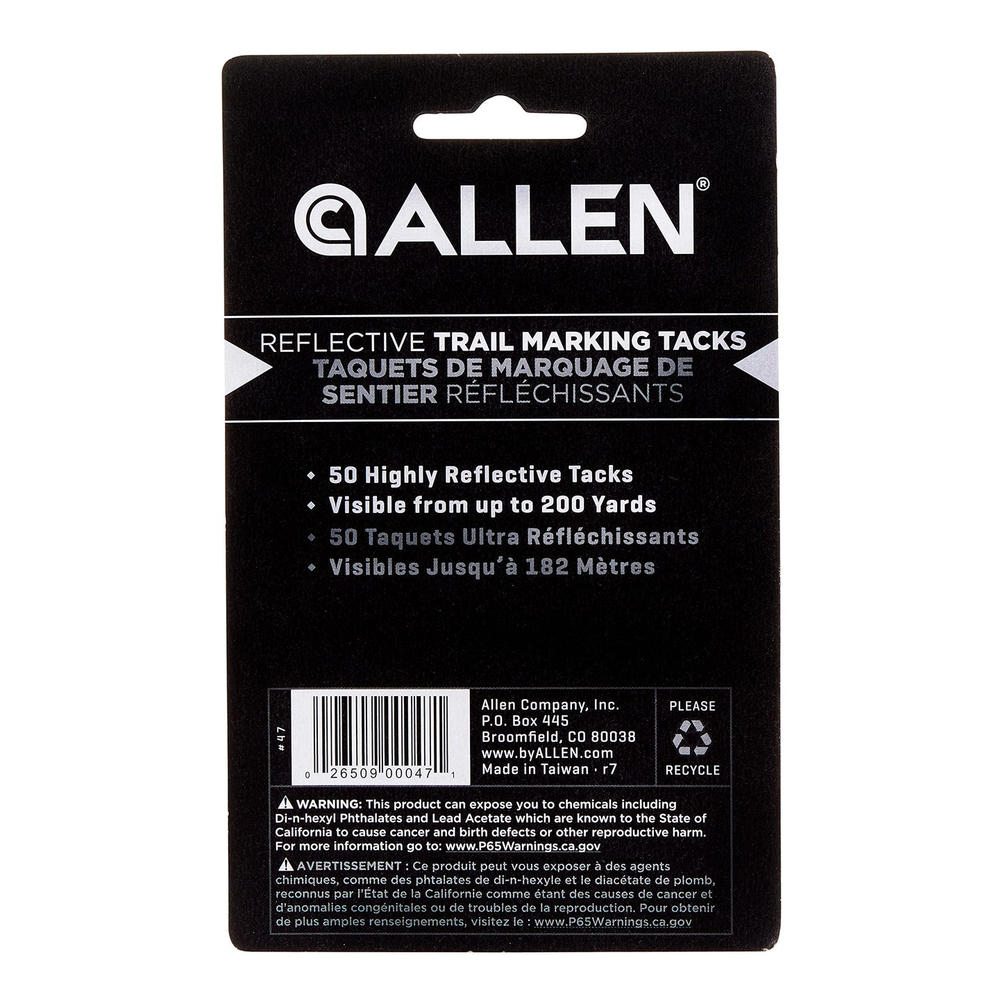 Allen Company Reflective Trail Marking Tacks (Pack of 50) White, 1/2"