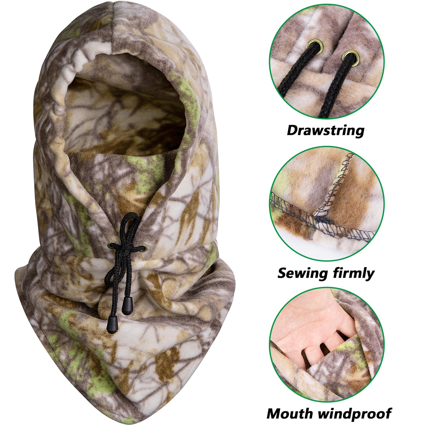 Watayo 2 Pcs Hunting Face Mask for Cold Weather- Winter Camouflage Balaclava Face Mask- Windproof Balaclava Ski Warmer Face Cover for Men Hunting Camping