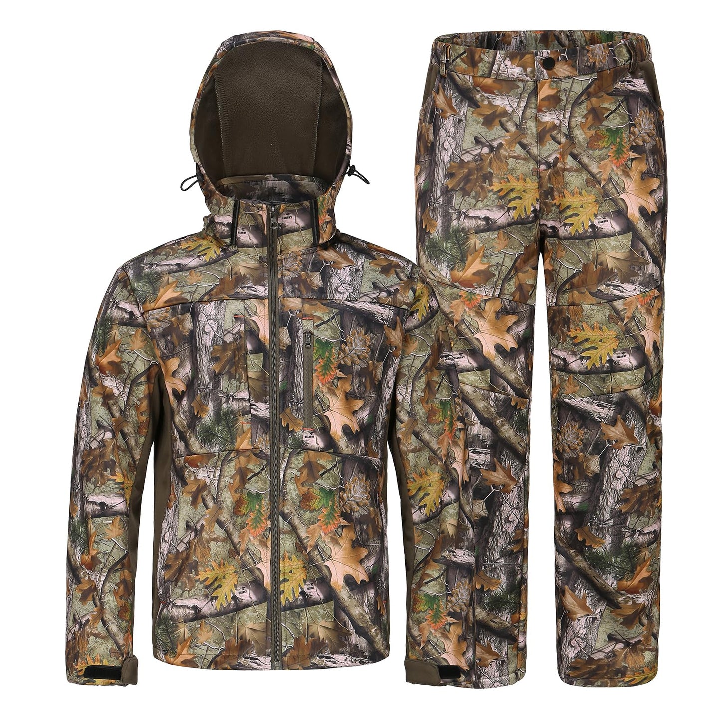 UIIHUNT Hunting Clothes for Men with Fleece Lining: Safety Strap Compatible Water Resistant Silent Hunting Jacket and Pants