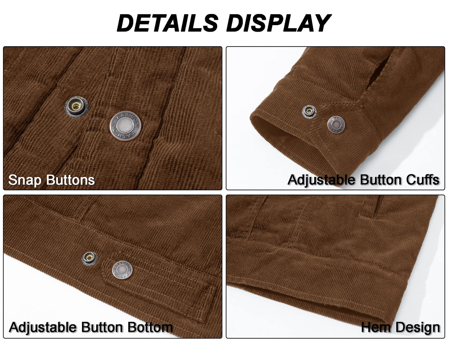 MAGCOMSEN Winter Jackets for Men Corduroy Jacket Men Sherpa Lined Fleece Warm Cargo Casual Coat with 5 Pockets