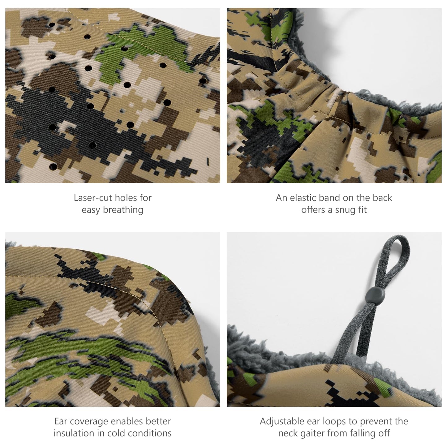 BASSDASH Unisex Winter Neck Gaiter Warmer Insulated Fleece Hunting Face Mask Water Resistant for Fishing Hiking Skiing