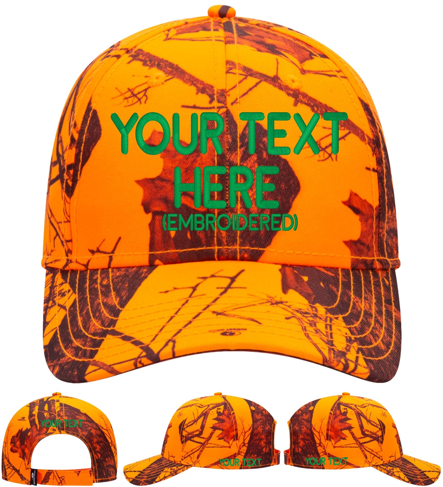Custom Hat Add Your Own Text Embroidered Adjustable Size Curved Bill Cap (MO Camo-Blaze)