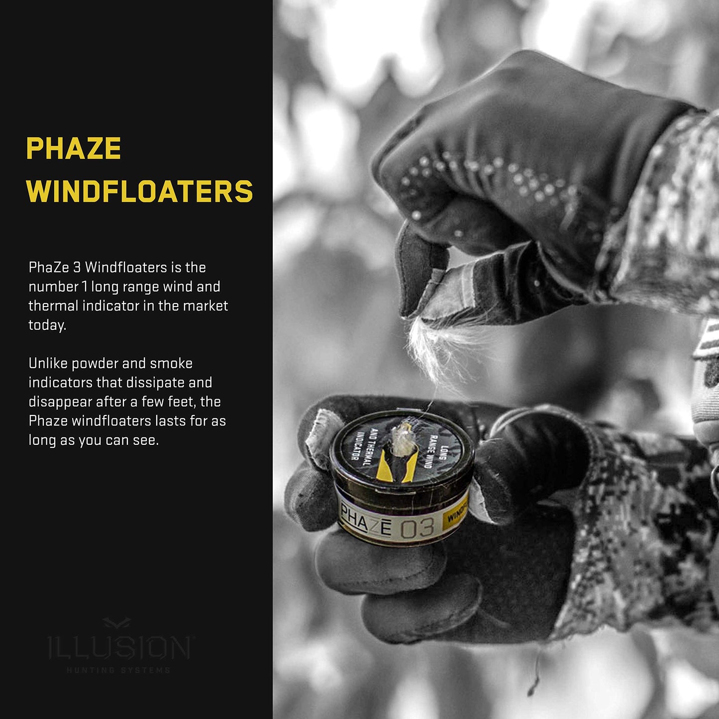 Windfloaters | Wind Direction Indicator | Thermal Indicator | #1 Windfloaters for Hunters | Hunting Accessories | PhaZe System by Illusion