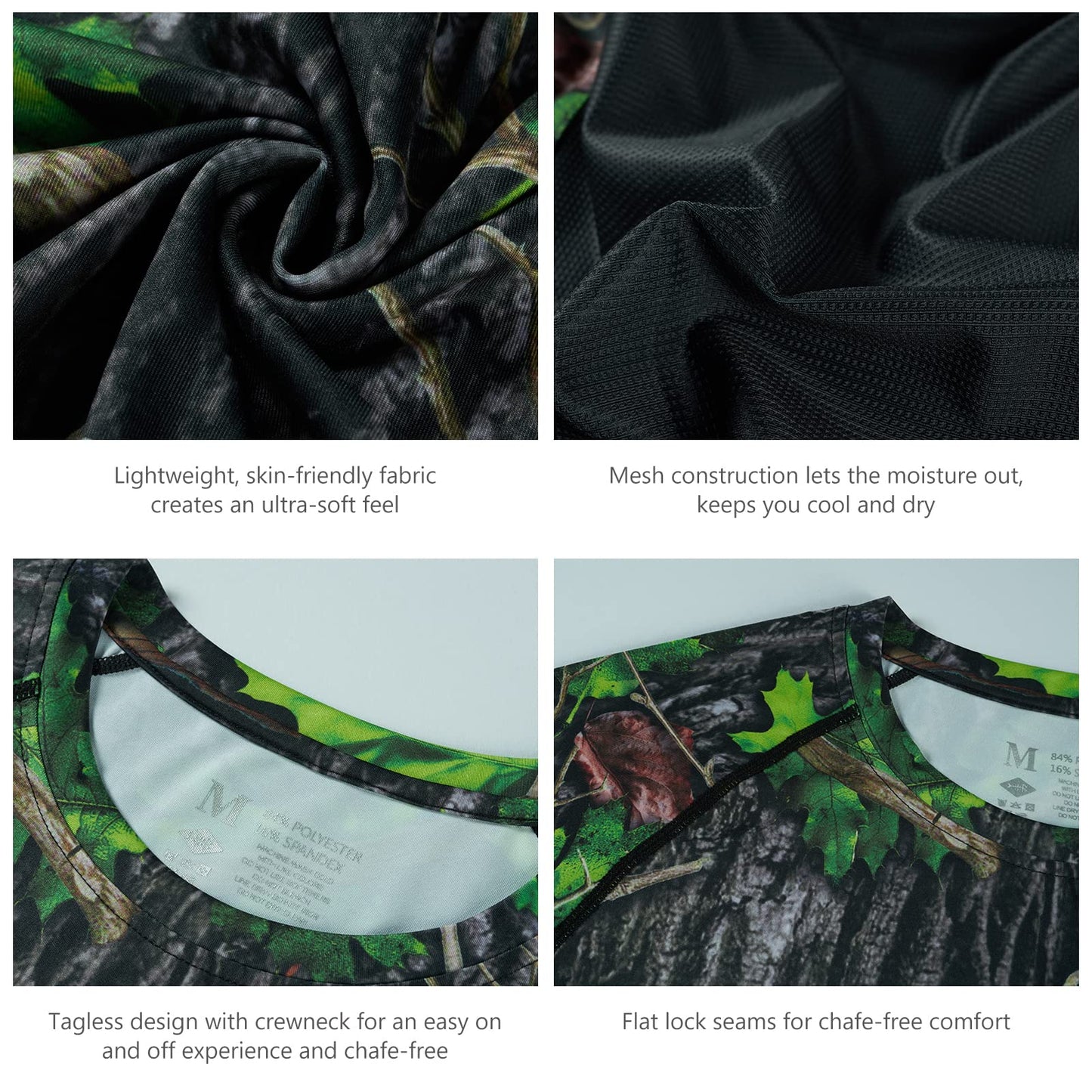 BASSDASH Men's Hunting Camo Performance Long Sleeve Shirt Fishing UPF50+ FS13M