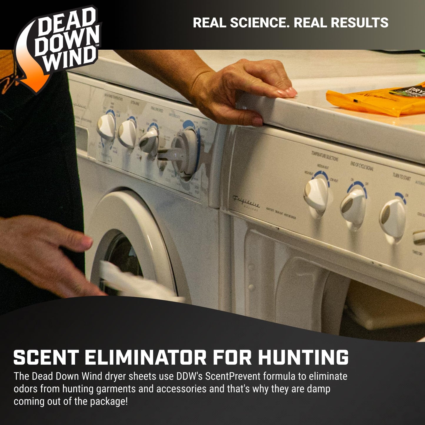 DEAD DOWN WIND Natural Woods Scented Odor Eliminating Dryer Sheets (15Ct) - Hunting Scent Control - Durable Hunting Scent Eliminators - Advanced Hunting Laundry Gear