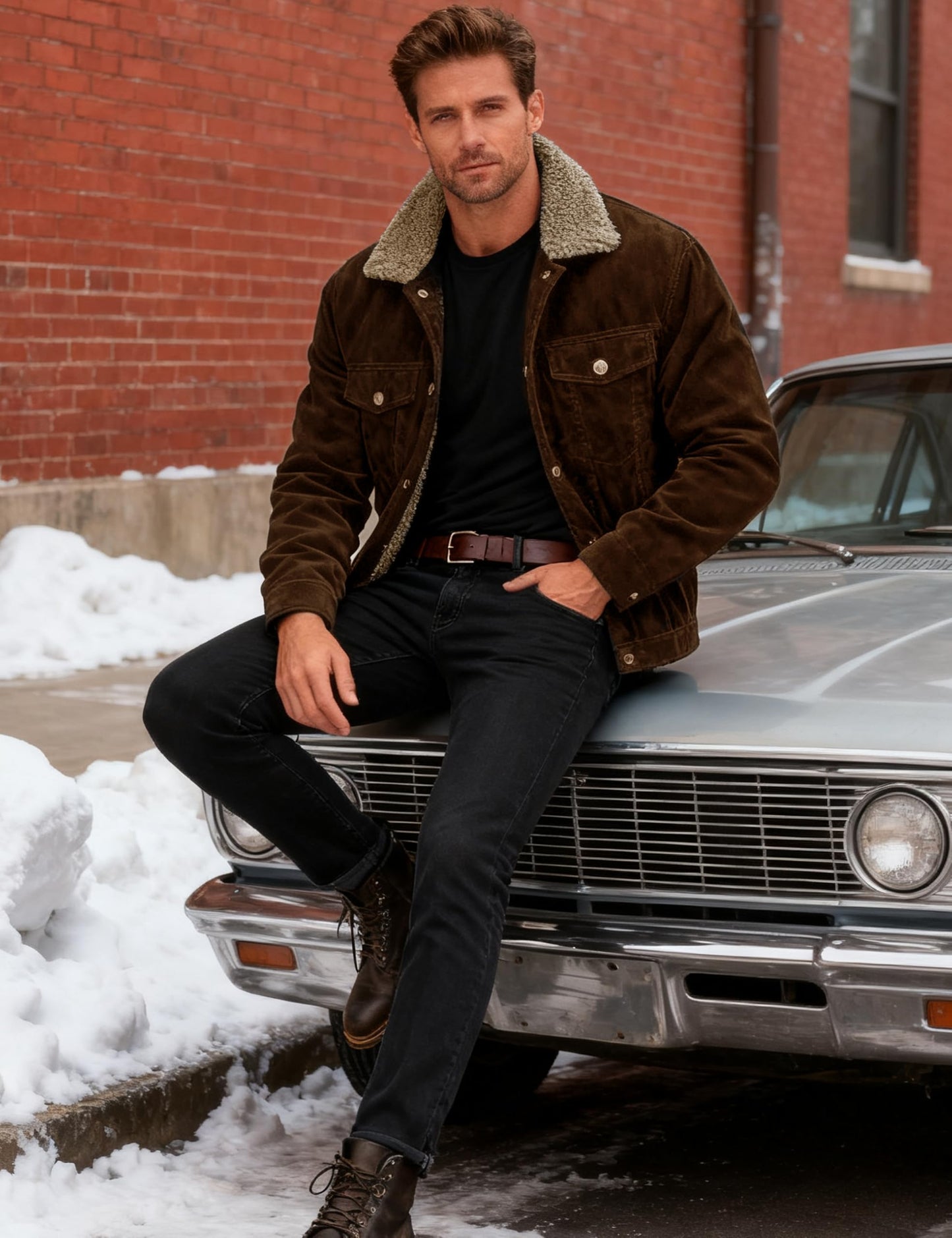 MAGCOMSEN Winter Jackets for Men Corduroy Jacket Men Sherpa Lined Fleece Warm Cargo Casual Coat with 5 Pockets