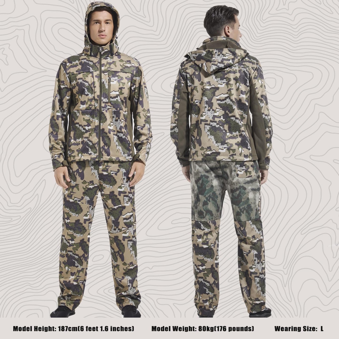 UIIHUNT Hunting Clothes for Men with Fleece Lining: Safety Strap Compatible Water Resistant Silent Hunting Jacket and Pants