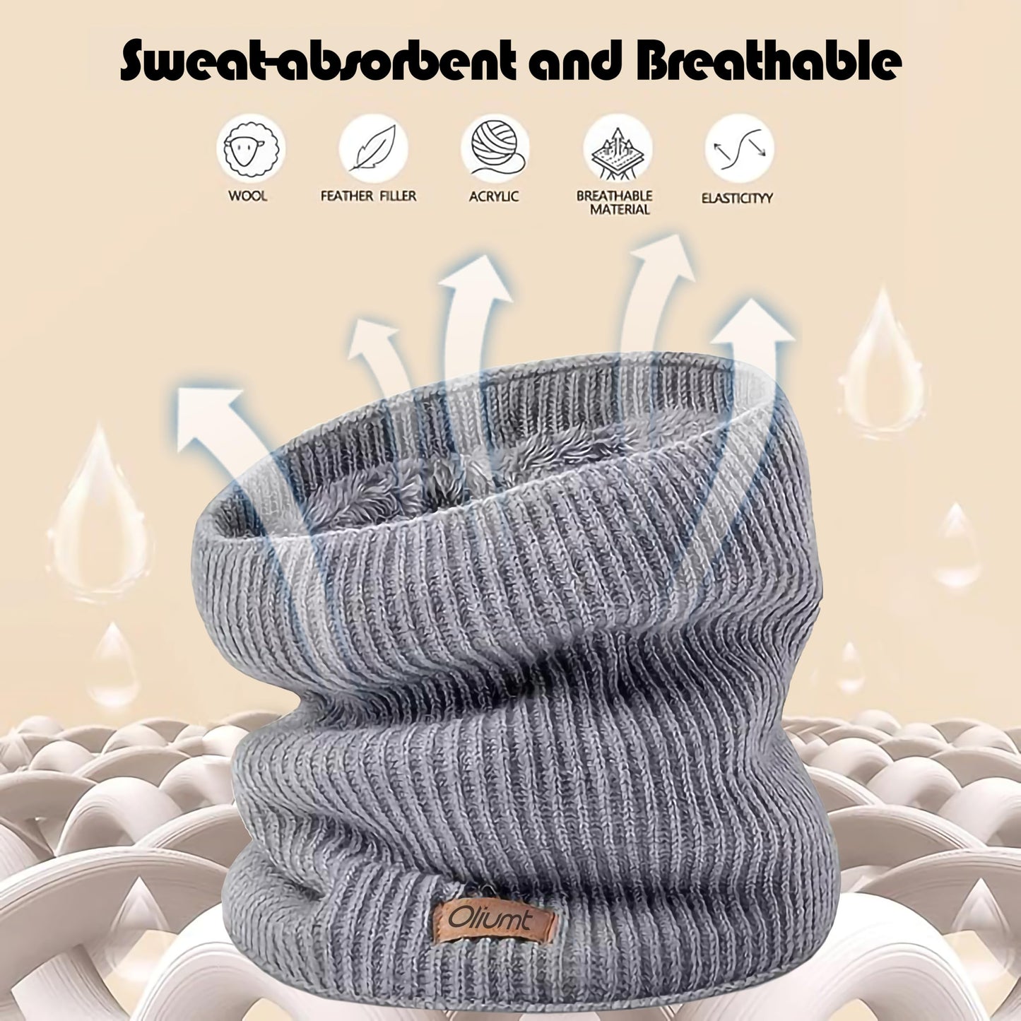 Kids Neck Warmer Winter Neck Gaiters Knitted Infinity Scarf for Boys Girls Fleece Lined Ski Mask for Cold Weather (Black, Orange)