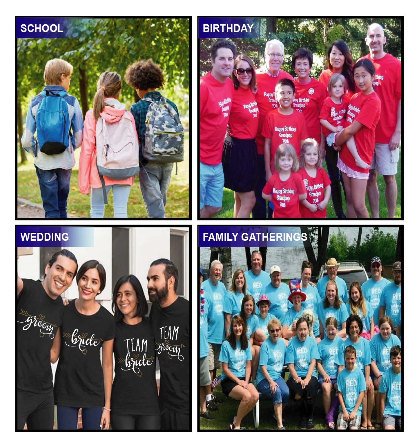 Personalized Image/Text for Your Company/Wedding/Greetings with Digital Printing | Unisex Adult | Custom T-Shirt Heather Grey