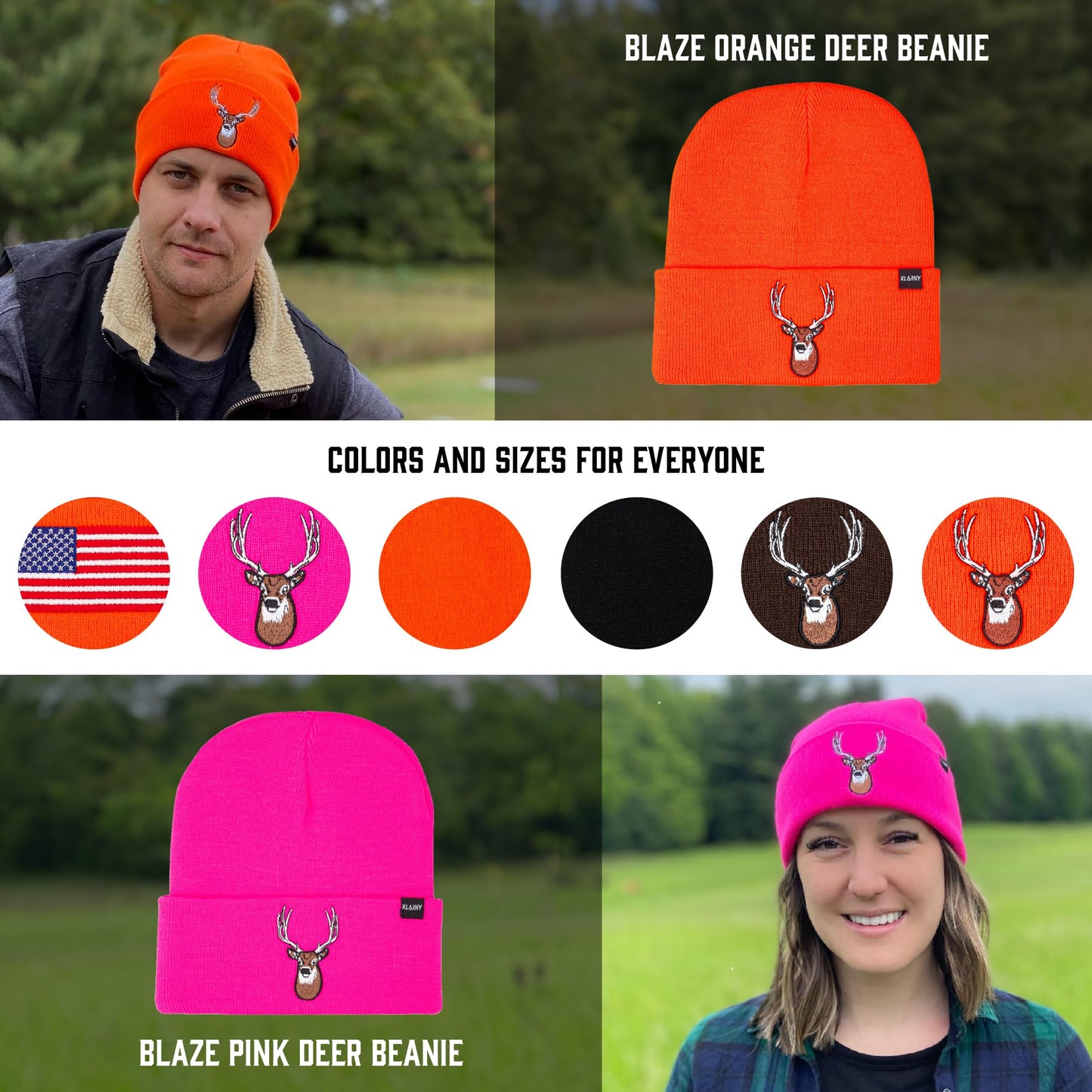 Klarny Pink Hunting Hat - High Visibility Beanie, Comfortable, Stretchy Knit Hunter Hat - Deer & Bow Hunting Gear, Safety Accessories for Men, Women & Kids - One Size
