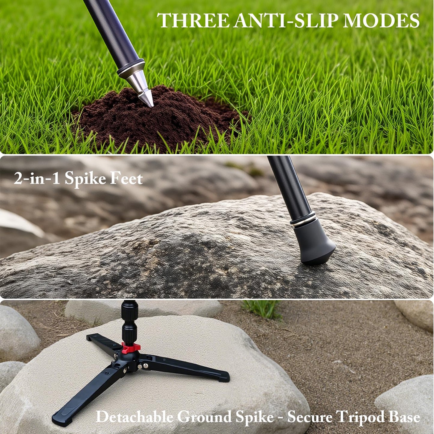 360° Rotating Shooting Sticks Convertible Monopod Shooting Tripod for Rifles Adjustable Height with Removable V-Yoke & Non-Slip Pad & Screw-Locks for Hunting Outdoor