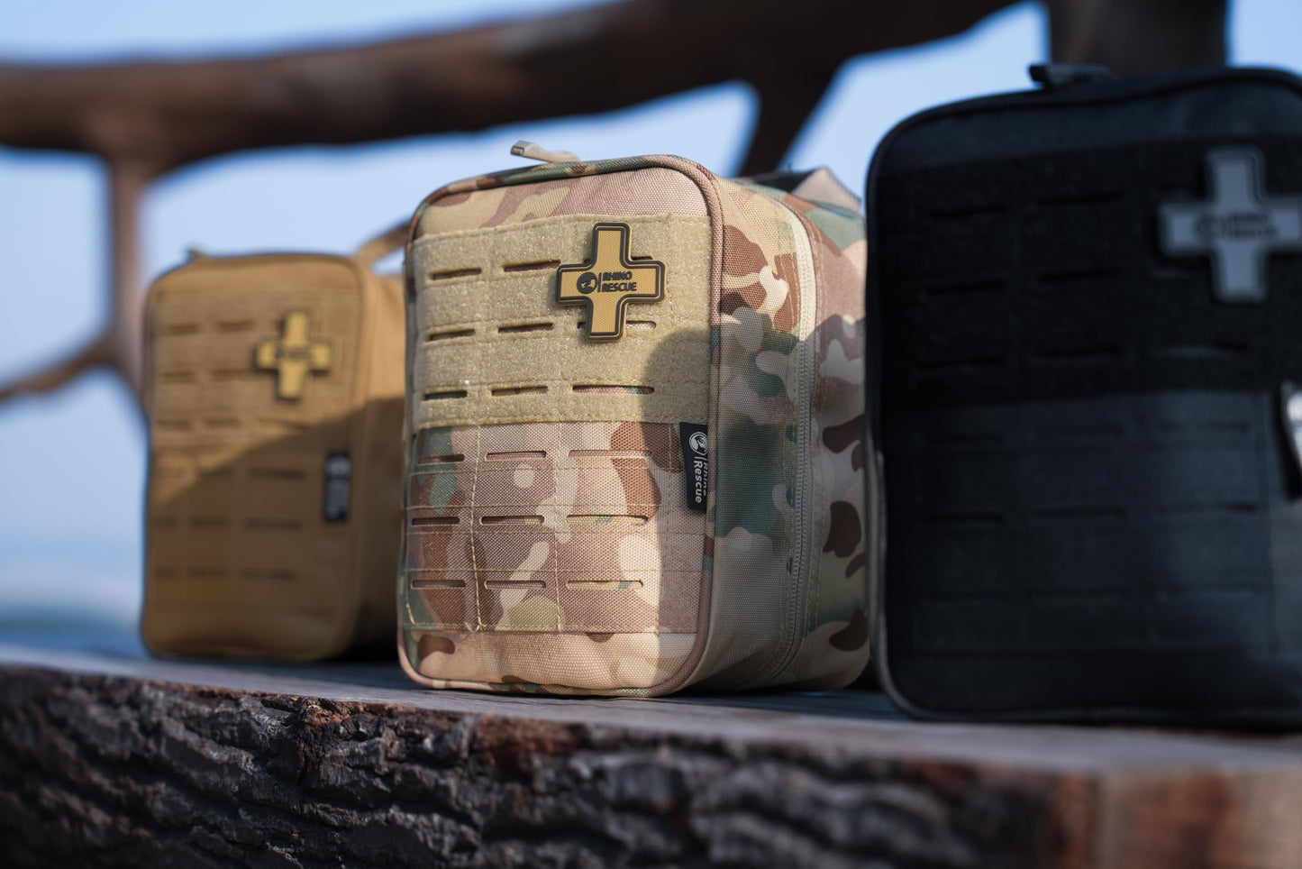 RHINO RESCUE IFAK Trauma Kit with C-A-T Tourniquet for Wound Care, Tactical First Aid Kit Molle Pouch for Military, Combat, Car, Camping, Hiking, Travel (Black)