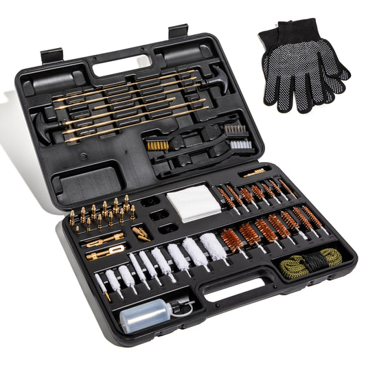 Elite Universal Gun Cleaning Kit for All Guns, Gun Brushes for Pistol Handgun Shotgun Rifle, Durable Brass Rods, 9mm Bore Rope, Oil Bottle, Brushes, Brass Jags, Carrying Case Gun Accessories for Men