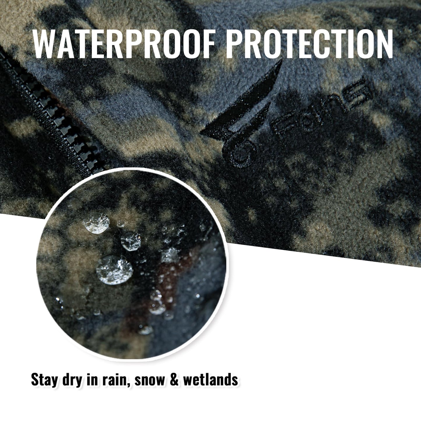 8 Fans Men’s Hunting Camo Jacket – Waterproof Lightweight 100% Polyester Fleece Hunting Gear with Breathable Design, Detachable Hood & Multi-Pockets for Outdoor, Hiking & Everyday Wear