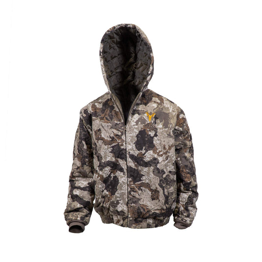 HOT SHOT Youth Insulated Twill Camo Hunting Jacket, Veil-Cervidae Camo with Cotton Shell, for cold weather, bird and deer hunting, Large