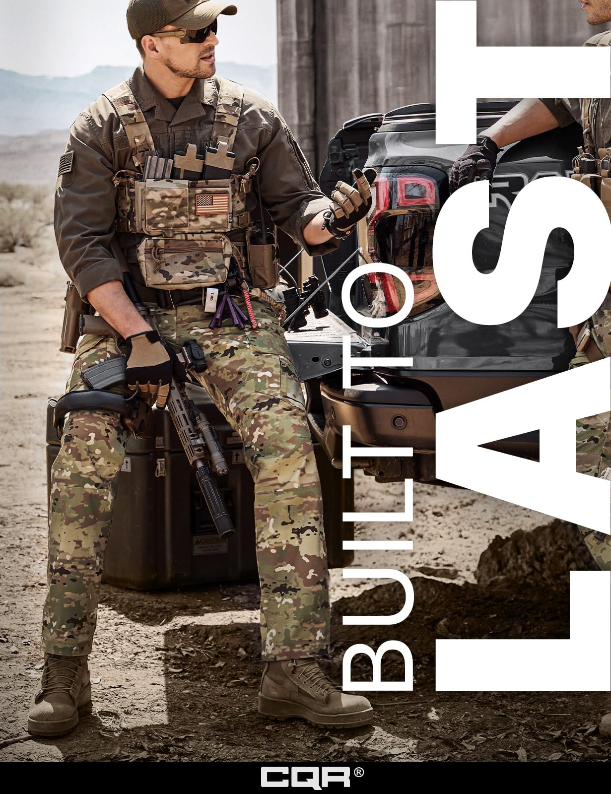 CQR Men's Tactical Pants, Water Resistant Ripstop Cargo Pants, Lightweight EDC Work Hiking Pants, Outdoor Apparel, Duratex Mag Pocket Utility Camo, 32W x 34L