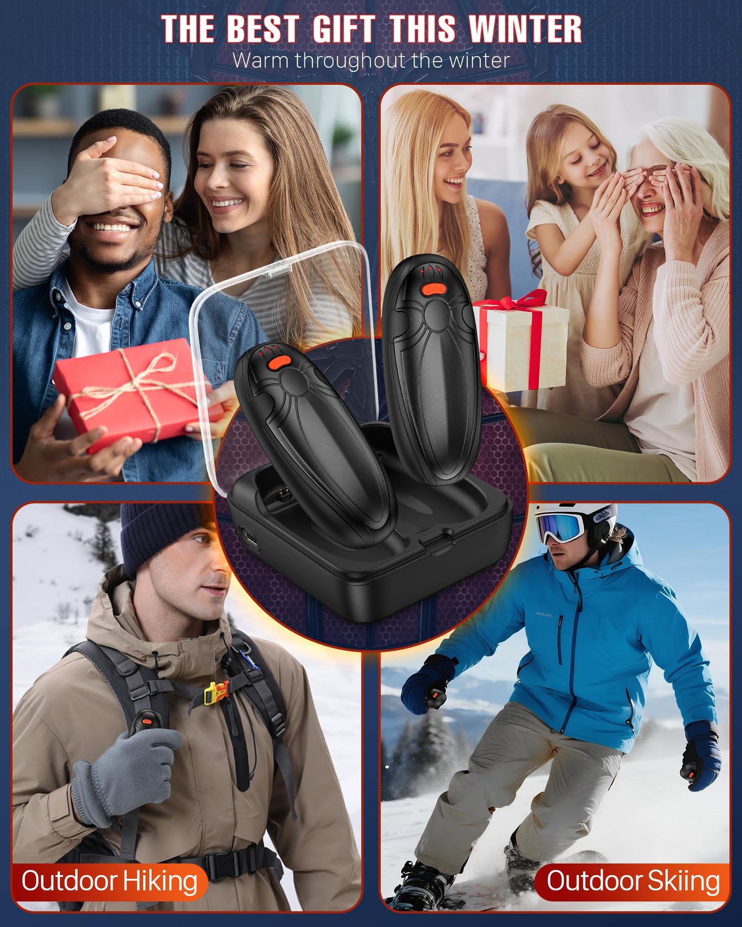 Tenvolti Hand Warmers Rechargerable 2 Pack - 14000mAh Electric AI Handwarmers with Charging Case, Magnetic 2 in 1 Pocket Heater, Stocking Stuffers, Gifts for Women/Christmas/Golf/Camping Accessories